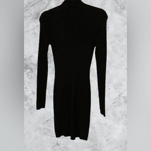 Black long sleeve stretch all around dress with high colar